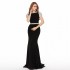 V-Neck Mermaid Backless Beaded Sequined Long Prom Dress