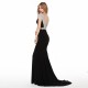 V-Neck Mermaid Backless Beaded Sequined Long Prom Dress