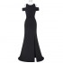 Navy Blue Elegant Floor Length Long Lace Prom Dress