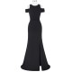 Navy Blue Elegant Floor Length Long Lace Prom Dress