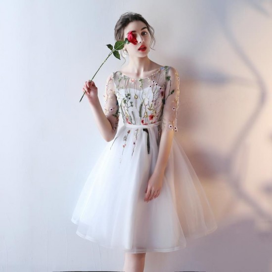 Women Short White Chiffon Prom Dress