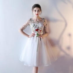 Women Short White Chiffon Prom Dress