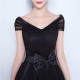 Black Short Knee Length Tulle Evening Party Prom Dress