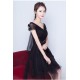 Black Short Knee Length Tulle Evening Party Prom Dress