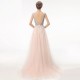 Long Deep V Neck Backless Beads Party Gown Dress