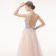 Long Deep V Neck Backless Beads Party Gown Dress