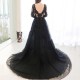 Black Appliques Sequin Split A-line Womens Prom Dress Black Appliques Sequin Split A-line Womens Prom Dress