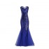 Royal Blue Prom Dress Mermaid Tulle Sequins Long Prom Dress