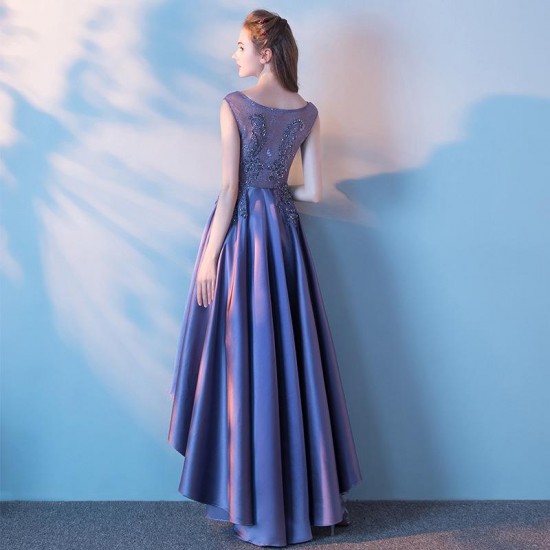 Purple High-low Vintage Elegant Taffeta Prom Dress