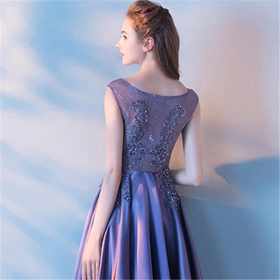 Purple High-low Vintage Elegant Taffeta Prom Dress