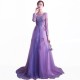 Purple Prom Dress Lace Appliqued A-line Evening Party Gowns