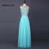 Chiffon O Neck Beading Long Prom Dress Off Shoulder Floor Length