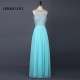 Chiffon O Neck Beading Long Prom Dress Off Shoulder Floor Length