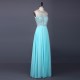 Chiffon O Neck Beading Long Prom Dress Off Shoulder Floor Length