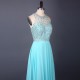 Chiffon O Neck Beading Long Prom Dress Off Shoulder Floor Length