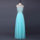 Chiffon O Neck Beading Long Prom Dress Off Shoulder Floor Length