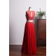 Elegant Two Pieces Prom Dresses Long Chiffon Red Evening Gowns