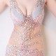 Long V-Neck Tulle Crystal Beading Formal Prom Dress