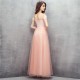 Off Shoulder Prom Dress Long Vintage Pink Formal Women Gowns