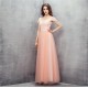 Off Shoulder Prom Dress Long Vintage Pink Formal Women Gowns