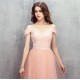 Off Shoulder Prom Dress Long Vintage Pink Formal Women Gowns