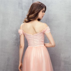 Off Shoulder Prom Dress Long Vintage Pink Formal Women Gowns