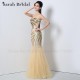 Gold Sequined Shape Prom Dresses Mermaid Long Gowns