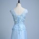 A Line Long Prom Dress Light Blue Gown