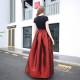 Long Taffeta Prom Dress Burgundy Blue Black Simple Formal Dress