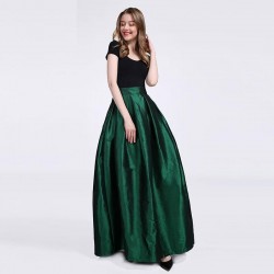 Long Taffeta Prom Dress Burgundy Blue Black Simple Formal Dress