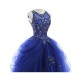Beadings Tulle Floor Length Party Dress Long Blue Prom Dress
