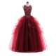 Beadings Tulle Floor Length Party Dress Long Blue Prom Dress