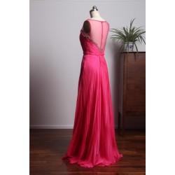 Long Scoop Sleeveless Floor Length Beading Evening Dress