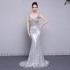 V Neck Sleeveless Sequin Mermaid Long Prom Dress