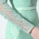 Long Sleeve Lace Tulle Aqua Green Mermaid Prom Dresses with Beaded