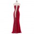 Red Mermaid Sweetheart Beaded Slit Long Prom Dress