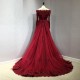 Burgundy Long Mermaid Prom Dress Off Shoulder Beaded