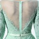 Long Sleeve Lace Tulle Aqua Green Mermaid Prom Dresses with Beaded