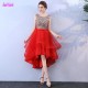 Red Prom Dresses Short Scoop Tulle Beading Casual Gowns