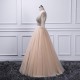 Beaded Crystal Half Sleeve Champagne Prom Dress Beaded Crystal Half Sleeve Champagne Prom Dress