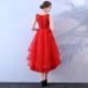 Red Prom Dresses Short Scoop Tulle Beading Casual Gowns