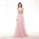 V-neck Beading Bodice A-line Pink Prom Dress