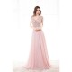 V-neck Beading Bodice A-line Pink Prom Dress