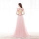 V-neck Beading Bodice A-line Pink Prom Dress