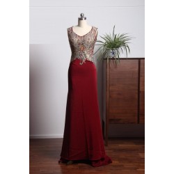 Long Scoop Sleeveless Floor Length Chiffon Evening Dress