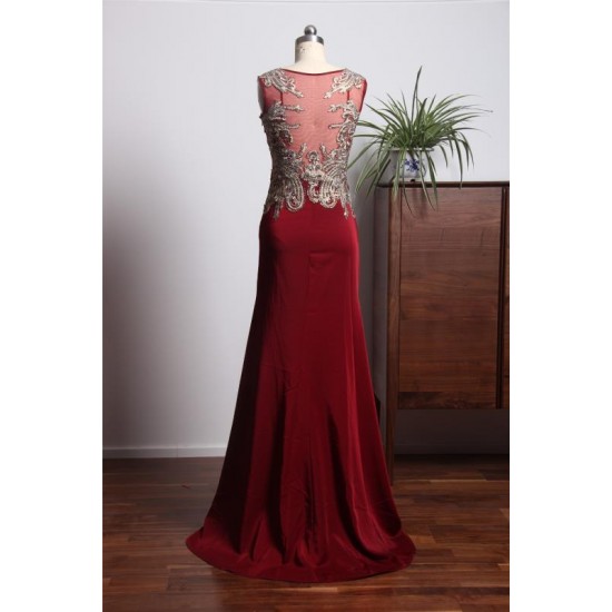 Long Scoop Sleeveless Floor Length Chiffon Evening Dress