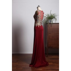 Long Scoop Sleeveless Floor Length Chiffon Evening Dress