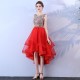 Red Prom Dresses Short Scoop Tulle Beading Casual Gowns