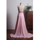 Elegant Pink Prom Dress Long Beading Halter Chiffon Homecoming Dress