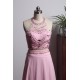 Elegant Pink Prom Dress Long Beading Halter Chiffon Homecoming Dress